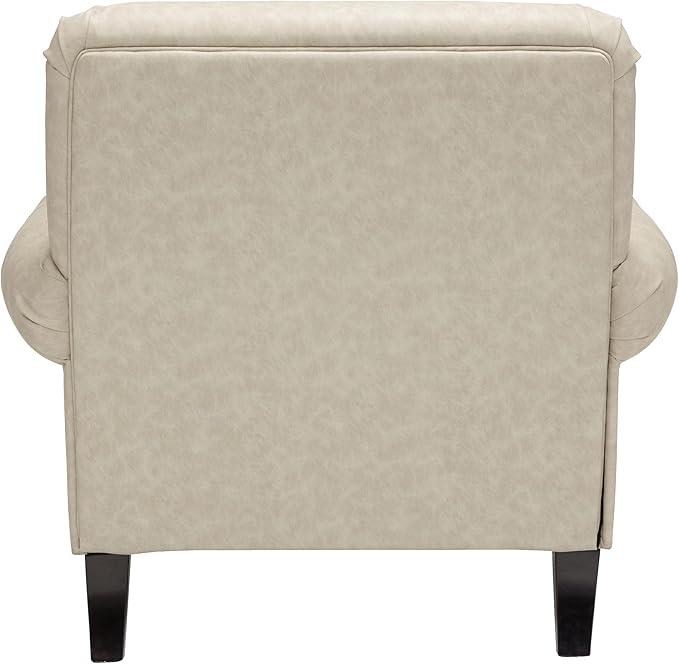 Accent Chair22.4 Seat Depth Living Room Chair36.6W*34.3D*34.6H Armchair with Roll Arms and Wood LegsSet of 2Faux Leather in Khaki