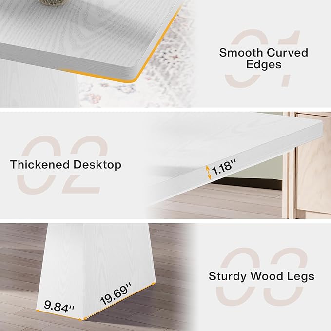 Tribesigns 63-Inch Executive Desk Large Office Computer Desk with Double Pedestal Modern Simple Workstations Writing Table Conference Table Business Furniture for Home Office White