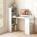 Tangkula White Computer Desk with Bookshelf Writing Study Desk with Storage Shelves &amp CPU Stand Modern Compact Computer Workstation for Home &amp Office Space-Saving Design