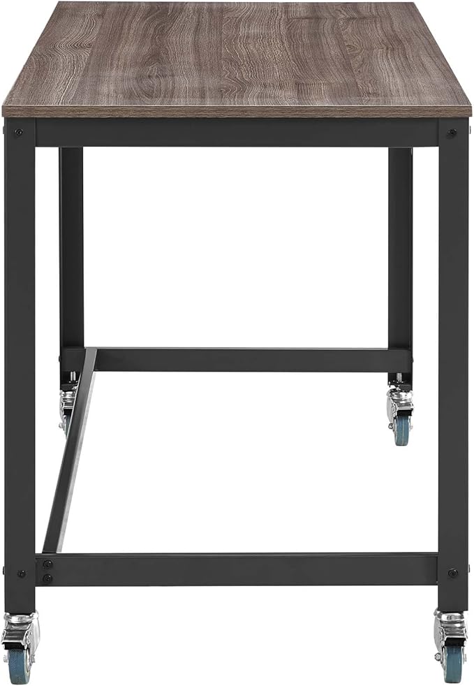 Modway Vivify Industrial Modern Computer Office Desk With Locking Casters