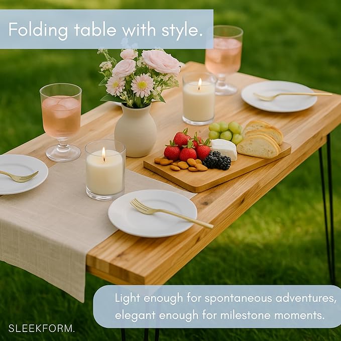 Sleekform Wood Folding Table - Portable Folding Desk - No Assembly Easy Fold Desks for Small Spaces - Space Saving Collapsible Computer Tables for Work Writing Crafts