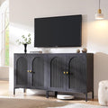 Modern TV Stands for 75 Inch TVs 61.75‬W Wood Entertainment Center w/Adjustable Shelves Mid Century Modern TV Stand w/Arched Fluted Doors Media Console Cabinet for Living Room Dark Grey