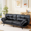 MUUEGM Futon Sofa Bed 71 Folding Recliner Lounge with Adjustable Backrest &amp Armrests Comfy Loveseat Sleeper Couch for Compact Spaces Faux Leather Black