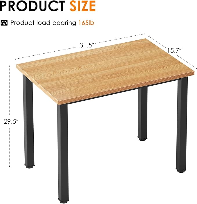 Need Small Computer Desk 31.5 inch Sturdy Writing Desk for Small Spaces Computer Desk Teens Desk Study Table Laptop Desk Home Ofice Desk Black Metal Frame Teak