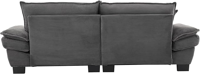 KEIKI Loveseat Sofa 84 Corduroy Upholstered Couch with Deep Seat and 2 Pillows Modern Loveseat Sofa Couch for Small Spaces Living Room Apartment Office Grey