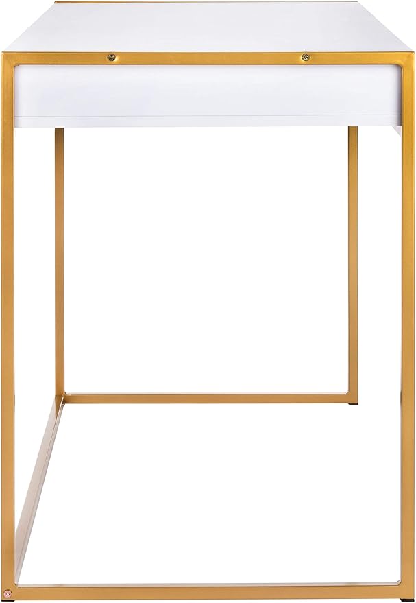 Safavieh Home Office Elodie Modern White and Gold 1-drawer Desk