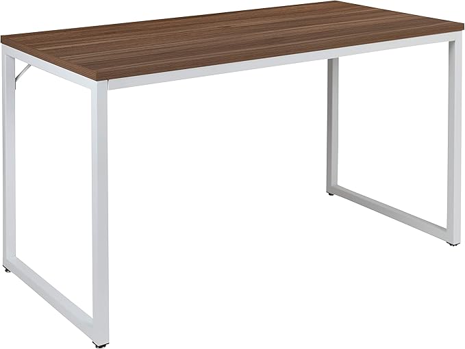 Flash Furniture Tiverton Industrial Modern Desk - Commercial Grade Office Computer Desk and Home Office Desk - 47 Long (Walnut/White)