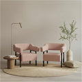 Corduroy Upholstered Accent Chair - Cozy Modern Decorative Armchair Comfortable Cute Corner Side Chairs for Living Room Bedroom Reading Nook Small Spaces (Pink-2 Pack Black Leg)