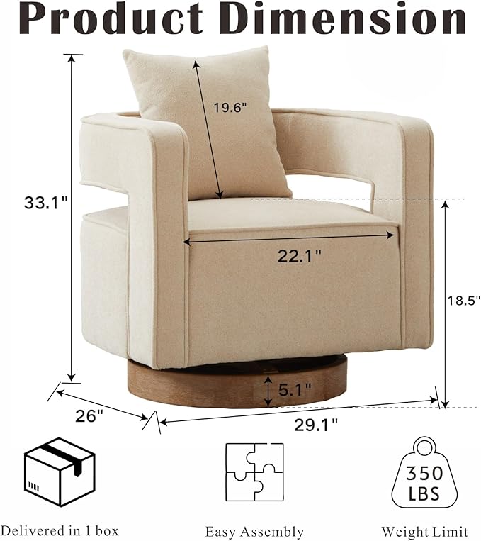 Mlmh &amp Kngwa 29 W Swivel Accent Barrel Chair Set of 2 Upholstered Linen Round Arm Chair for Living Room BedroomBeige