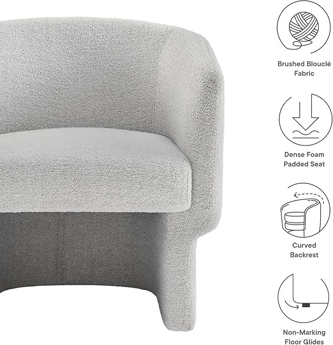 Modway Muse Comfy Barrel Accent Chair in Newsprint