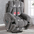 CANMOV Large Power Lift Recliner Chairs with Massage and Heat for Elderly Big People Heavy Duty Motion Reclining Mechanism-Anti Skid Fabric Recliner Chair with 2 Concealed Cup HoldersDark Gray