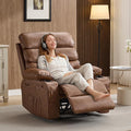 PU Leather Extra Wide Manual Recliner for Adults with Massage and Heat Large Lazy Chair with 1.5X Sponge Comfort Arm and Back for Living Room Bedroom