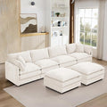 Harper &amp Bright Designs 130.7 Modular Sectional Sofa U-Shaped Cloud Couch Set with 2 Movable Ottomans 4-Seater Comfy Chenille Sofa for Living Room DIY Combination (Beige)