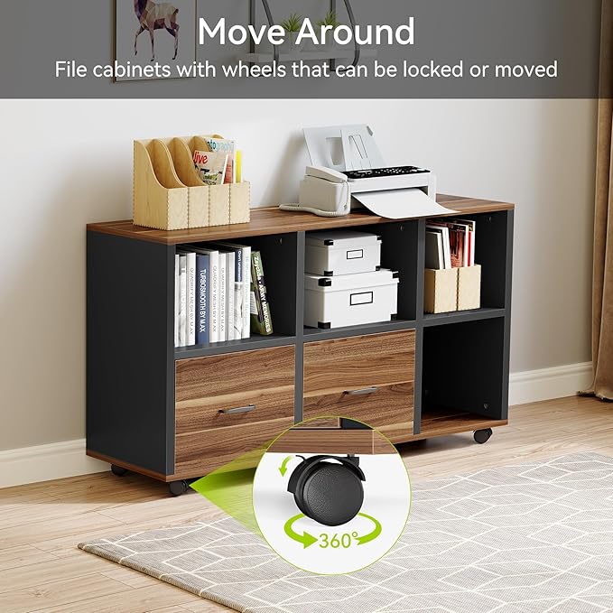 LITTLE TREE 55-Inch L-Shaped Computer Desk Large Corner Desk with Drawers Modern Office Workstation Study Desk Corner Computer Desk for Home Office Bedroom Brown