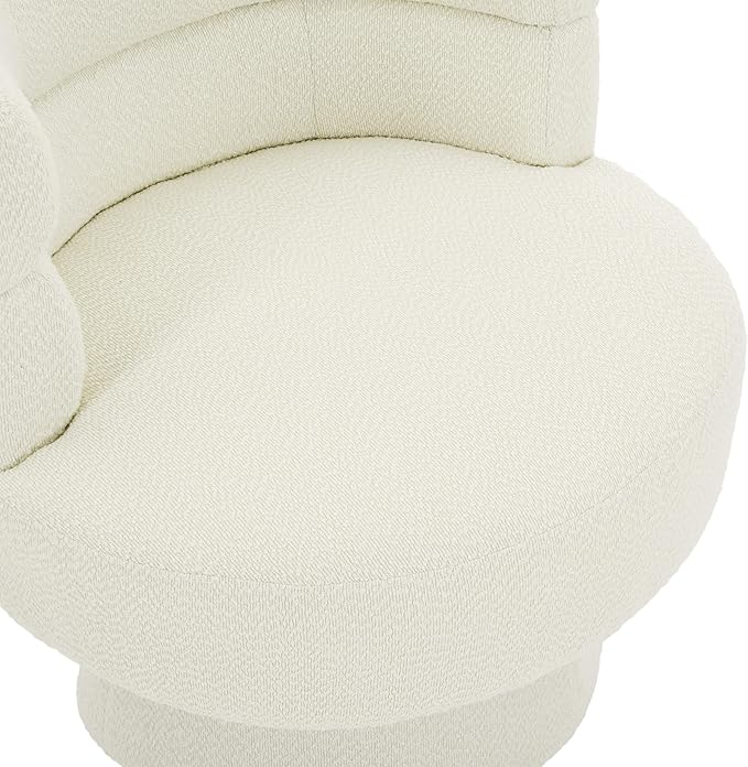 Christopher Knight Home Andree Contemporary 360° Swivel Accent Chair Boucle Upholstered Swivel Chair Super Comfort Single Lounge Sofa with Rotation for Living Room/Bedroom/Home Office Cream White
