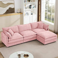 GNIXUU 102 Modular Sectional Sofa L Shaped Cloud Couch with Movable Ottoman &amp 4 Pillows Deep Seat Chenille 4 Seater Sectional Couches for Living Room Apartment (Pink)