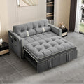 Pull Out Sofa Bed 55.5 Loveseat Sleeper Sofa Bed with Side Pocket Storage Adjustable Backrest and Waist Pillow Suitable for Small Space Living Room Bedroom Office(Grey)