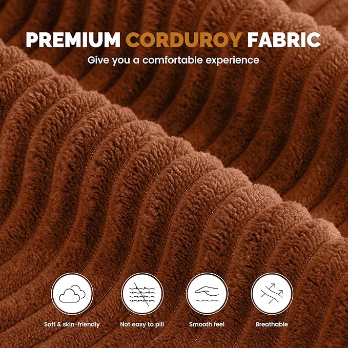 113 Modular Sectional Sofa for Living Room Convertible L-Shape Couch with OttomanCloud Boneless Couch with Layered CushionReddish Brown Corduroy