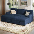 80 inch Convertible Sectional Sofa L-Shaped Sofa Sleeper with Reversible ChaiseCouch Bed with StorageRemovable ArmrestModern Pull Out Bed for Living Room BedroomCorduroy Blue