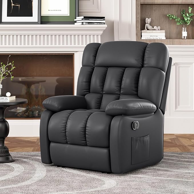 Recliner Chair Upholstered Rocker Recliner Chair with Side Pocket Ergonomic 110°-160° Adjustable Reclining Chairs for Adults Single Sofa Chair with FootrestRecliner Sofa for Living Room