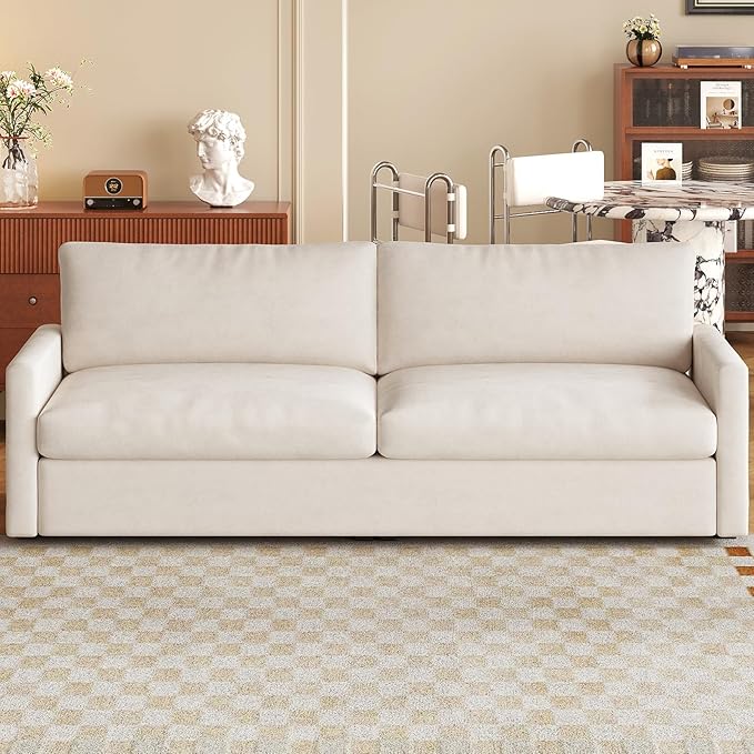 70.07 Loveseat Sofa Modern Deep Seat Love Seat Couch Comfy 2-Seater Sofa with Thickened Cushion &amp Armsrest Durable Sofa for Living Room Bedroom Home Office Beige