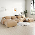 152.7 U-Shaped Cloud Couch Modular Sectional Sofa - Boneless Deep Seat 4-Seater with 2 Movable Ottomans No Assembly Corduroy Upholstery Couches for Living Room (Camel)
