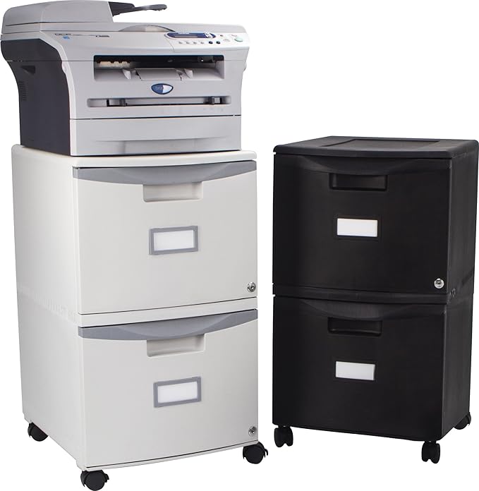 Storex Two-Drawer Mobile Filing Cabinet 2 Legal/letter-Size File Drawers Black/teal 14.75 X 18.25 X 26