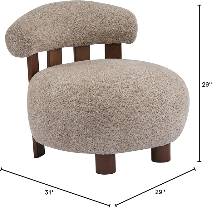 Christopher Knight Home Elvina Boucle Fabric Accent Chair Solid Wood Single Lounge Sofa Bedroom Comfy Reading Chair for Modern Minimalist Style Living Room/Home Office Light Brown