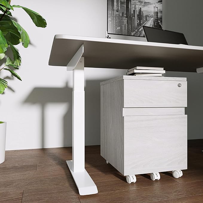 Techni Mobili Rolling Lock and Storage 2 Drawer Vertical Filing Cabinet 15.75 L x 17.75 W x 23 HGrey