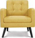 Topeakmart Mid Century Accent Chair Modern and Cozy Barrel Sofa Chair with Thick Cushion and Sturdy Wood Legs for Living Room/Bed Room/Office Waiting Area Yellow