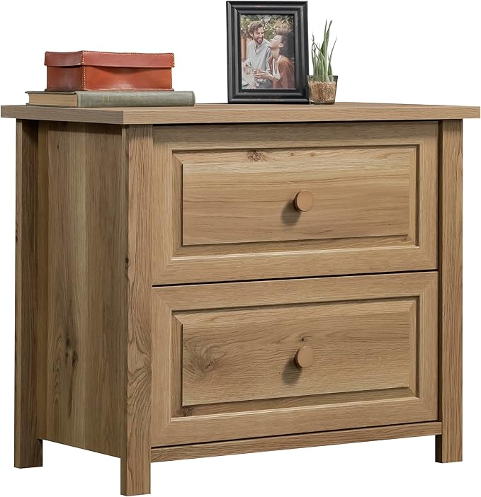 Lateral 2 Drawer Small File Cabinet with Lock Under Desk Locking Storage Drawers Organizer for Home Farmhouse Office Filing CabinetsBrown