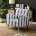 HULALA HOME Modern Accent Chair with Arms and Wooden Legs Comfy Upholstered Armchair for Living Room Bedroom (Stripe Pattern Navy)