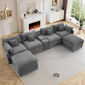 145 Cloud Couch Oversized U Shaped Grey Sectional Couches for Living Room Big Soft Comfy Fluffy Chenille Couch Sectionals Modular Sectional Sofa with Ottoman &amp Central Console