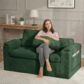 60in Loveseat Sofa Boneless Cloud Couch Sofa for Living Room 2 Seater Modern Lounge Sleeper Couch with Removable Cover Corduroy with Armrest Seat Cushion &amp Pillows for Small Spaces Green