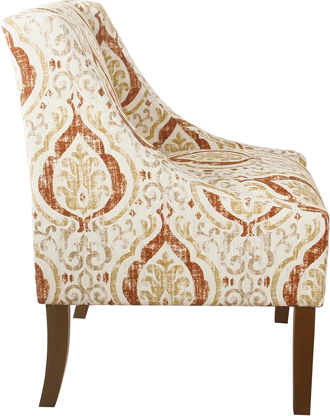 Homepop Home Decor | Upholstered Classic Swoop Arm Accent Chair | Accent Chairs for Living Room &amp Bedroom | Decorative Home FurnitureOrange and Cream Medallion