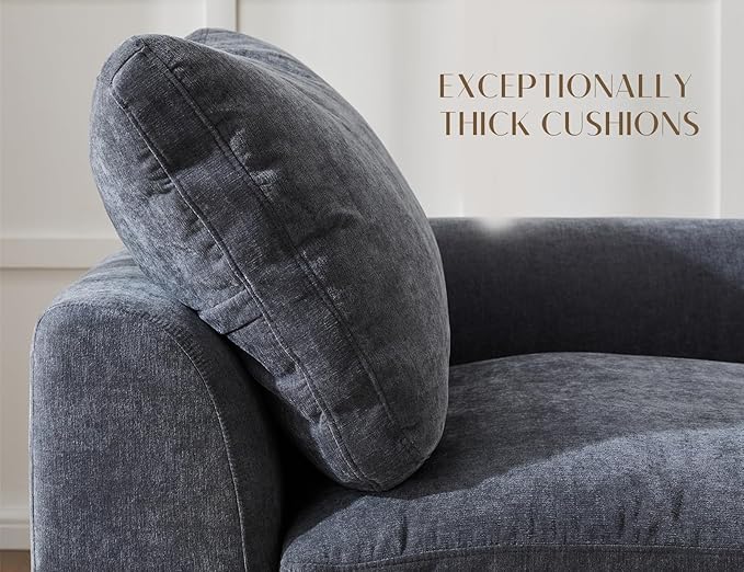 Oversized Cloud Sectional Couches for Living Room Boneless U Shaped Couch with Ottoman 4 Seater Modular Sectional Sofa Dark Grey