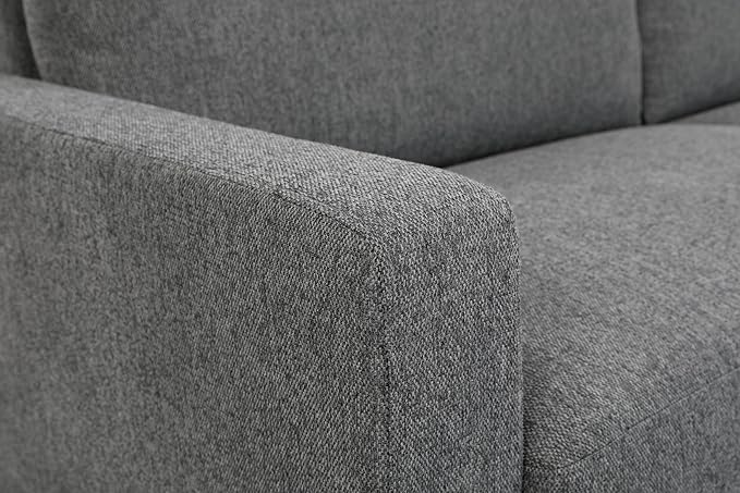 Miles Mid Century Modern Couch for Small Spaces Living Rooms Apartments and Condos 3 Seater Sofa with Reversible Back Pillows 77 Wide Grey