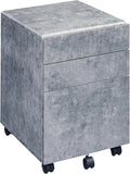 22.5 H Gray Mobile Filing Cabinet with 3 Drawers 5 Wheels Rectangular Wood Portable Filing Cabinet Traditional for Office Study Room