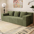 71 Small Boneless Couch Corduroy 3 Seater Couch for Living Room with 3 Pillows &amp Armrests Deep Seat Sofa for Small Spaces Apartment﻿ (Antique Green) | Small Boneless Couch