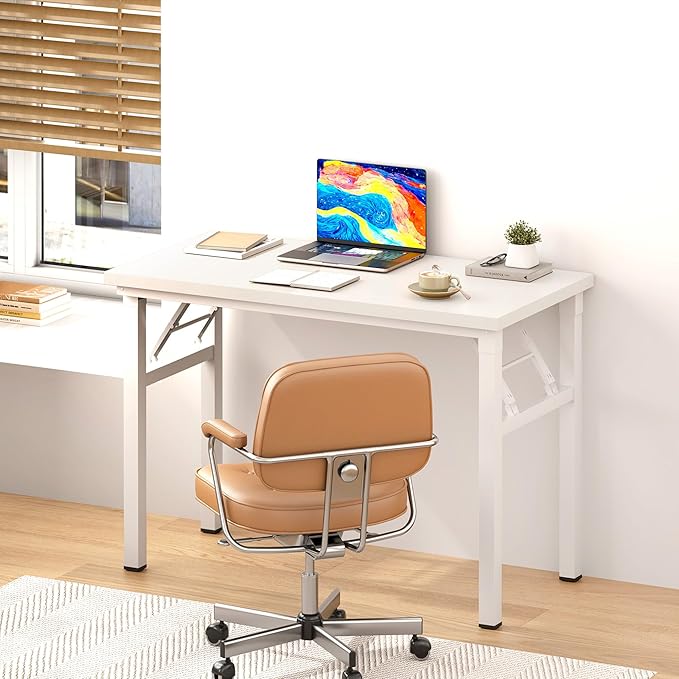 Folding Desk 31.5 inch No Assembly Folding Desks for Small Spaces Sturdy Foldable Computer Desk Multi-Purpose Home Office Desks Study Writing Desk Office Table Workstation for Home Office Outdoor