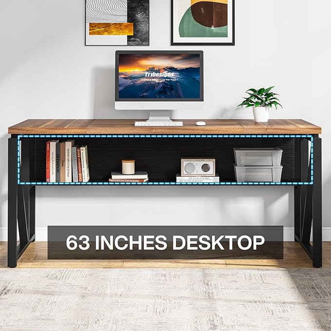 LITTLE TREE 63 L Shaped Executive Computer Desk and Drawer lateral File Cabinet Dark Brown