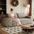 Cloud Loveseat Sofa Corduroy Boneless Couch with High Density Memory Foam Comfy Small Foam Couch in a Box No Assembly Modern Floor Compressed Sofa for Living Room Bedroom Small Space(63WCamel)