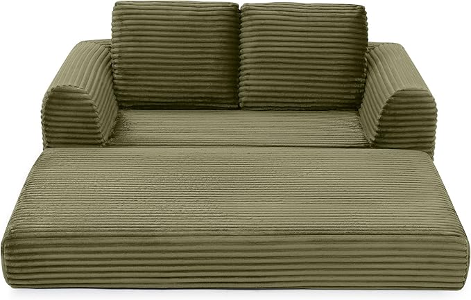 Foldable Boneless Love Seat Couches in a Box Modern Floor Foam Sleeper Sofa Bed 2-in-1 Convertible Cloud Sofa for Home Apartments Bedroom