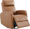 CHITA Genuine Leather Power Recliner Chair for Adults FSC Certified Electric Nursery Swivel Glider for Living Room Camel Brown