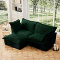 Aoowow Oversized Modular Sectional Sofa with Movable Ottoman83.4” L-Shaped Comfy 2-Seat Sofa Couch Upholstered Deep Seat Couches with Big Toss Pillows for Living Room Apartment OfficeGreen-Corduroy