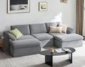 LINSY HOME 109 Modular Couch Modern Boneless Cloud Couch U Shaped Sofa with Movable Ottomans Deep Seat Corduroy Sectional Couches for Living Room Apartment No Assembly Required Grey