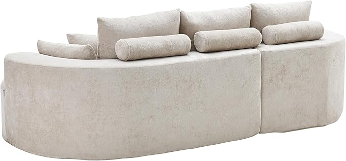 106 Cloud Curve Sectional Sofa with Chaise LoungeModern L-Shaped Couch with 7 Soft PillowsNo Assembly Required Ergonomic Comfort 2-Piece Plush Fabric Sofa Set for Living Room Bedroom Apartment