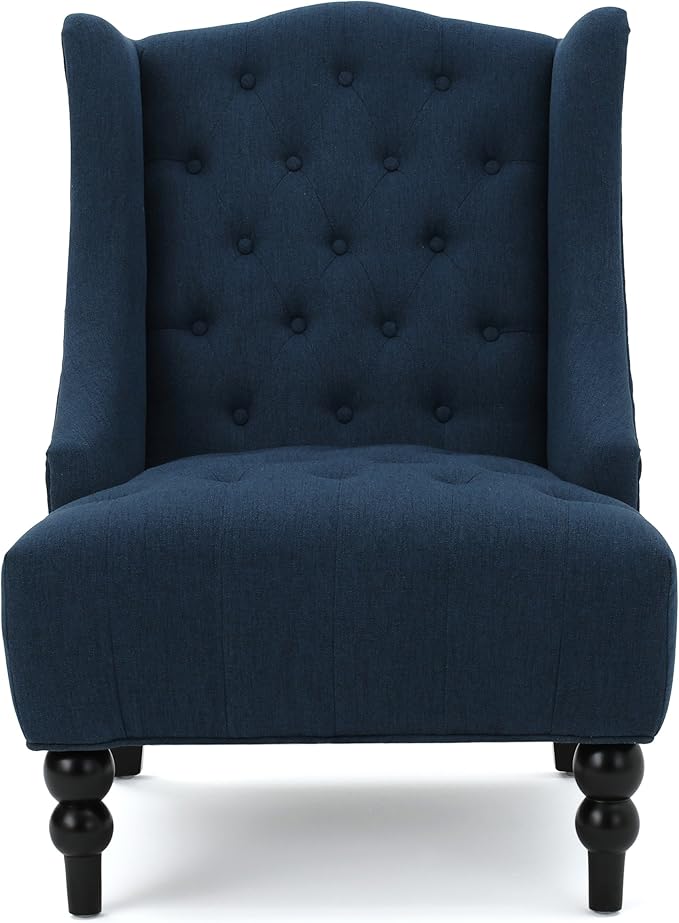 Christopher Knight Home Toddman High-Back Fabric Club Chair Dark Blue 33.75D x 27.25W x 38.5H in