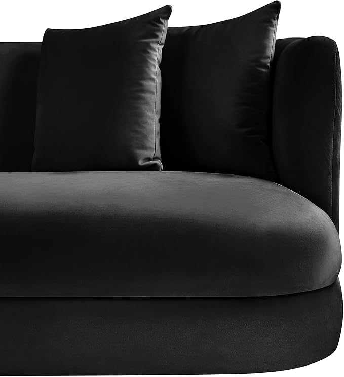 Meridian Furniture 699Black-C Alder Collection Modern | Contemporary Chair with Ultra Luxe Black Velvet 460 GSM Velvet Solid Wood Frame 38 W x 36 D x 30 H Black