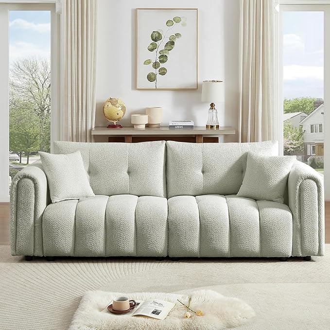 91.5” Couches for Living Room 3 Seater Loveseat Sofa Couch Oversized Upholstered Deep Seat Couch for BedroomApartment (Light Green 91.5)